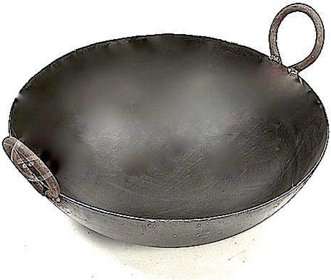 Radhna Traditional Indian 9.50 To 10 Inch Indian Pure Iron Loha Kadhai Deep Frying Pan Kadhai For Frying, Cooking