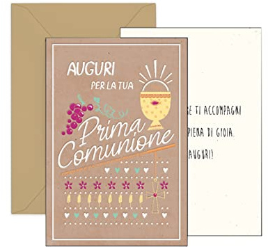 ARKRAFT biglietto auguri comunione bambino misura 17 x 12 cm effetto vintage (Comunione, C14)