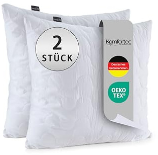 Komfortec Oreillers 45x45 cm Lot de 2, Réglables en Hauteur, Certifiés Oeko-TEX, Hypoallergéniques