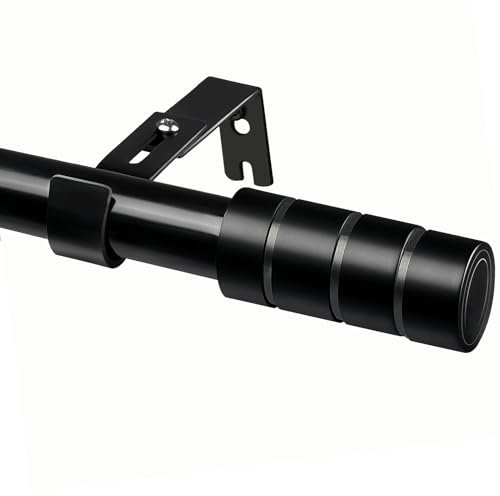 Vorhangstange Schwarz Gardinenstange 400 cm Lang Curtain Rod Gardinenstange Verstellbare Dekorative für Wohnzimmer, Schlafzimmer, Esszimmer, Schwarz(280-410cm)