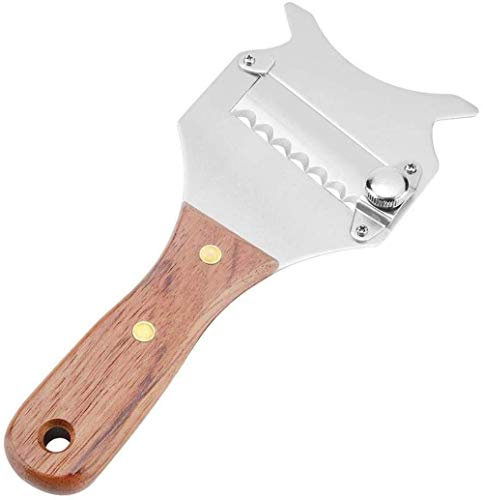 VIXPET Grattugia per tartufi in Acciaio Inox con Manico in Palissandro, Affettatrice Professionale con Lama in Acciaio Inox Regolabile - Ideale per tartufi, Verdure, Cioccolato e Funghi, Argento