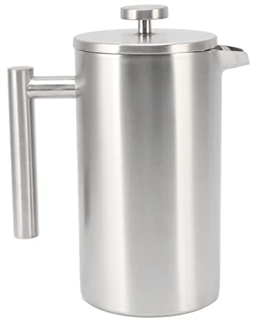 Cafetera de Prensa Francesa, Prensa de café de Acero Inoxidable con Aislamiento de Doble Pared de 1 Litro con Filtro, sin Posos de café, Libre de óxido, Apta para Lavavajillas