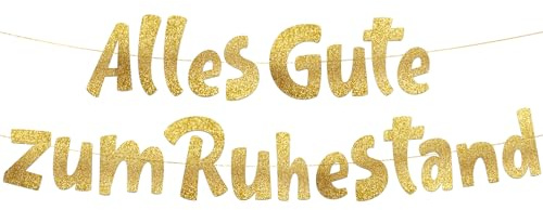 Lustige Banner, Glitzerbanner Alles Gute zum Ruhestand, Partyzubehör zum Renteneintritt