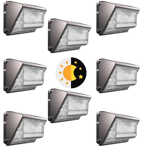 Lightdot 8Pack 150W LED Wall Pack Lights, 100-277v Dusk to Dawn with Photocell, 22500Lm(150Lm/W) 5000K IP65 Outdoor Exterior Lighting for Warehouse,Building,Yard,Factory,Garage, ETL(Height:10~20ft)