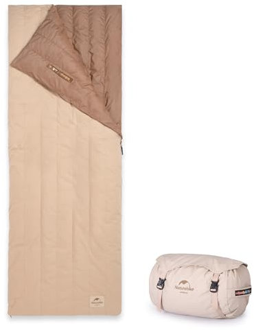 Naturehike Daunenschlafsack + 100% Baumwolle mit FP750 Gänsedaunen 460g 205X75cm für den Einsatz bei 5℃ für Erwachsene Ultraleicht Warm Waschbar beim Reisen und Abenteuern