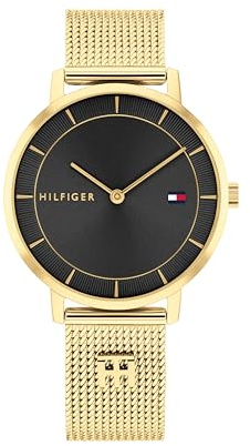 Tommy Hilfiger Zwei-Zeiger-Quarzwerk-Uhr für Damen mit Goldfarben Edelstahl-Mesh-Gliederarmband - 1782739