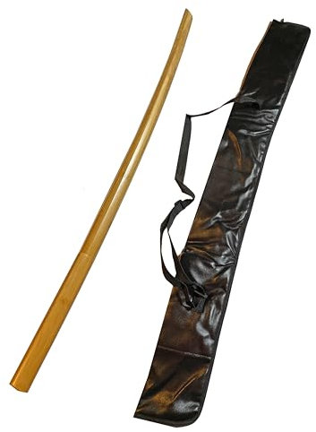 TEKKA BUDO Set Bokken Bambus mit Waffentasche - 102 cm mit Tsuba - Trainingsschwert Japanisch hell - Leichtes Holzschwert Aikido, Iaido, Kempo, Kobudo