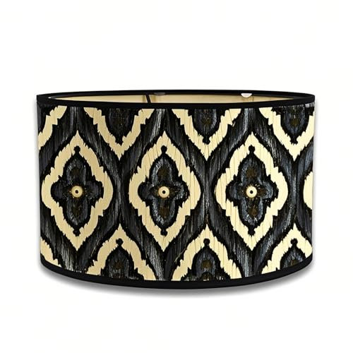 LUPATDY 30cm Tambour Abat-jour,E27 Vintage Abat Jour Lampe Chevet,Fait à la Main,pour Plafond, Suspension, Suspension Lampadaire,Lampe de Table Noir