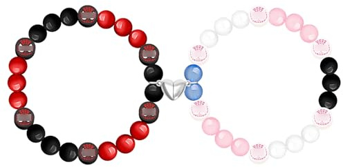 Tashce Magnetiska matchande armband för par och vänner, hjärtdesign partnerarmband med justerbar storlek, vänskapsarmband, BFF-par för 2, gåva för fjärran kärlek, S, Glas, Ingen ädelsten