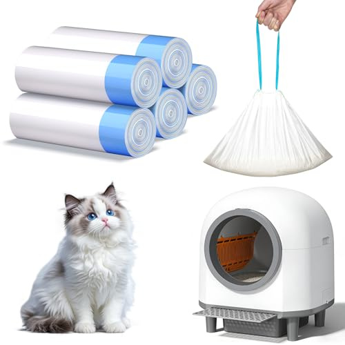RWSRW 5 stycken XXXL kattbajspåsar med dragband, kattsandspåse, kattlåda, självrengörande katter, hygienväska för enkelt byte av kattströ 640 x 340 mm