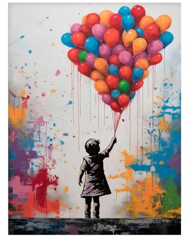 Mafenr Art Paint by Numbers for Adults, Balloon Boy Paint by Numbers, Painting by Number Canvas for Gifts and Decorate 12x16 Inch/30x40 CM