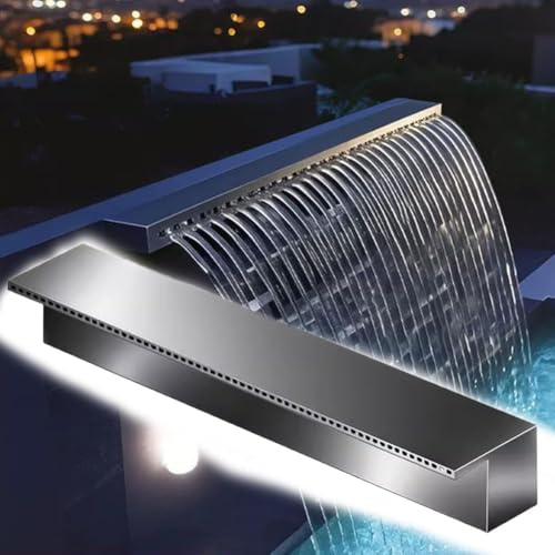 CFDZCP Scarico A Cascata for Stagno in Acciaio Inossidabile, Fontana for Piscina da Giardino for Acqua A Parete Decorazione, Facile Installazione(150cm)