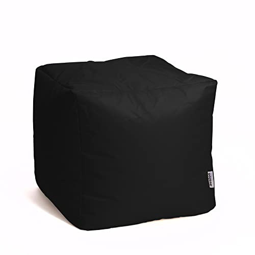 Avalon - Puff Salon Modelo Cubo Jive en Tela Técnica Reforzada, Puffs Reposapies Salon con Relleno Incluido, Puf Cuadrado Muy Cómodo, Anti-desgarros e Impermeable, Made in Italy(45cm-Negro)