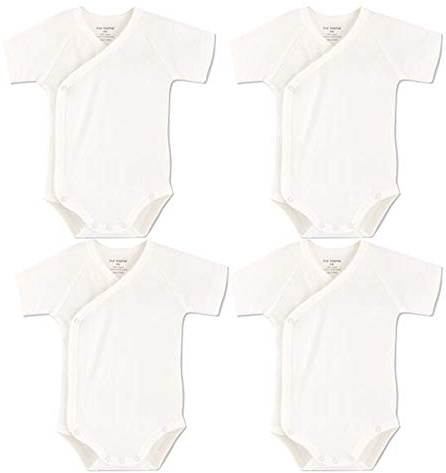 Baby Boys Girls Short Sleeves Kimono Onsies Cotton Baby Side-snap Bodysuit Pack of Cardigan Onsies for Infants (9-12 Months)
