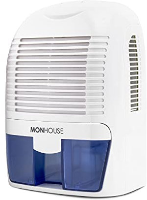 MONHOUSE Dehumidifier 1500ml Portable, Compact & Quiet Moisture Absorber - Mini Air Dehumidifier for Home, Bedroom Damp, Car, Office, Garage, Caravan & Basement - Electric Mould Remover -White/Purple