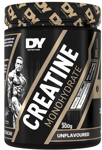 DY Nutrition Pure Creatine Monohydrate Powder 300 g, Unflavoured x60 Servings, 2 Month Supply – Increases High Intensity Performance. Gluten Free, Vegan Friendly Supplement