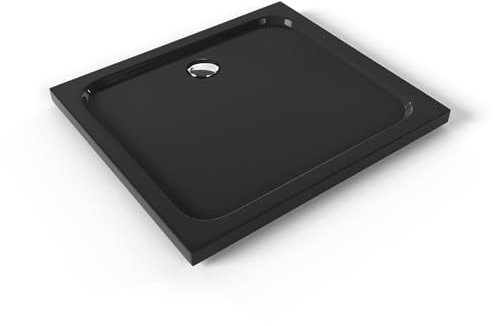 Plato de Ducha Acrílico 80x90 cm Negro – Antideslizante, Antibacteriano, Textura Lisa – Incluye Válvula y Rejilla | Moments of Glass