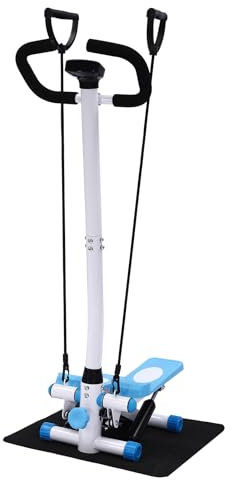 Fitness Stepper, Stepping Machine mit Handgriff Fitness Heimtrainer Up-Down-Stepper Mit Lenker Stepper Swing für Zuhause Büro Stepper Sport Geräte Blau+Weiß