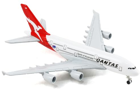 QIYUMOKE 1/400 Australien A380 flygplansmodell (6 tum lång) för Airbus A380 flygplansmodellsats med prefabricerade landningsutrustning och visningsstativ, kan användas som en flygplansgåva för vuxna