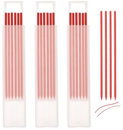 QUARKZMAN 18pcs Mines de Crayon de Charpentier, Mines de 2,8 mm pour Trous Profonds, Mines de Construction, Remplacement pour Crayon de Charpentier (Rouge)