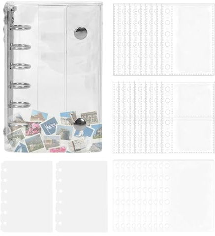 Raccoglitore organizer per adesivi, buste trasparenti per album da collezione, con doppia chiusura, per agenda, diario, visualizzazione di carte e documenti