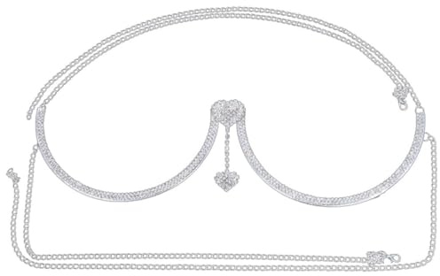 WESIEVYA Cadena Corporal Práctica y Llamativa de Aleación Soporte de Sujetador y Colgante de Corazón de Cristal para Mujer para Noches de Club y Festivales