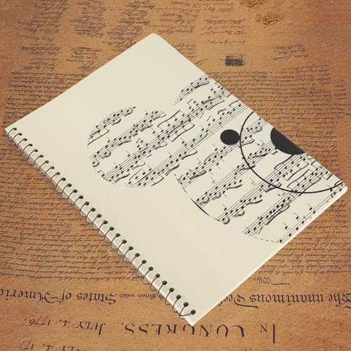 SPYMINNPOO Notbok Anteckningsbok Anteckningsbok i Papper Av God Kvalitet för Låtskrivare eller Hobbyister 50 Sidor för Musikälskare och Studenter Piano Black (gul björn mönster)