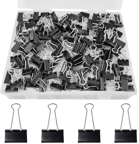 120 Pcs Binder Clips 19mm, Small Foldback Clips, Metal Black Paper Clips Paper Clamps, Small Bulldog Clips for Office Supplies, Home, Kitchen, Shops, School Document Organizing(Black)
