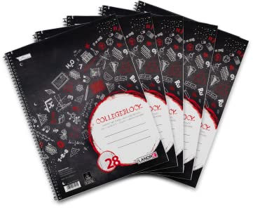 Landré Collegeblock A4 kariert, mit Rand, 80 Blatt, 5 Stück