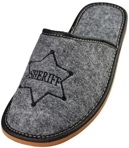 APREGGIO Pantoufles Homme Feutre – Chaussons Hiver Confortables pour Intérieur – Noir Orange – 42