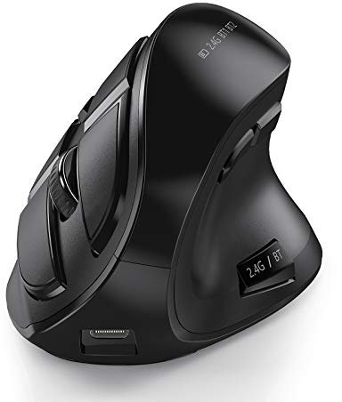 seenda Vertikale Ergonomische Kabellose Maus(Dual Bluetooth +2.4G Wiederaufladbare Gaming Funkmaus, Multi-Device Wireless Computer Mouse für Laptop/PC/Mac/Tablet/iPad(Windows/Android/iOS), Schwarz