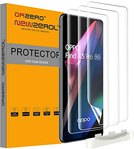 NEWZEROL 3 Pièce Compatible pour Oppo Find X3 Pro Protecteur d'écran [Soutien Reconnaissance d'empreintes] [Couverture Maximale] [Pas de Bulles] Digitales TPU 3D Protecteur d'écran Souple