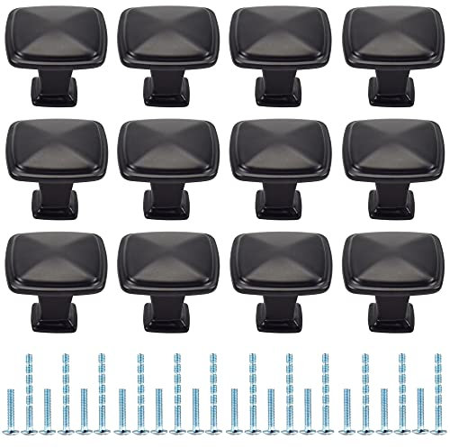 atopo 12 Stück Schubladenknöpfe, Runder Schrankgriff mit 2 Größenschrauben für Möbel, Schrank, Kommode, Kleiderschrank, Perfekt für Küche, Badezimmer, Schlafzimmer (Schwarz)