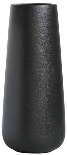 Hauteur 28 cm Vase Conique en Céramique Noir pour Pampas, Grand Moderne Haut Vase Decoratif pour Centre de Table Deco