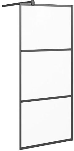 vidaXL Walk-in Shower Enclosure, Bathroom Wall Panel with Adjustable Supporting Bar, Shower Screen, Black Frame with Frosted ESG Glass