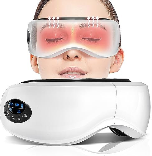 Augenmassagegerät Mit Warm - MDIBZCA Augenmassage, Eye Massager Bluetooth, 8 Modi, Warm Relax Eye Massagegerät, für geschwollene Augen, überanstrengte Augen, Augenringe,Trockenen Augen