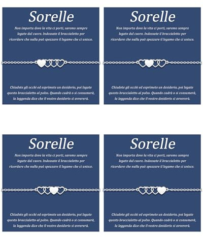 SUNSH 4 Pezzi Bracciali Sorelle Bracciale Per Ragazze Bracciali Abbinati Bracciale A Cuore In Acciaio Inox Braccialetto Della Ragazza Miglior Regalo Delle Sorelle Regalo Di Compleanno Natale