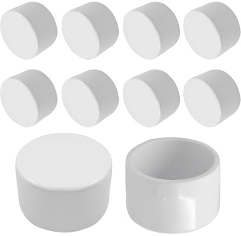 Piutouyar 10 Stück 2,5 cm PVC-Rohr-Endkappen-Adapter, weißer PVC-Rohr-Endkappe, Möbelqualität, Rohrstopfen, Sockel-Armaturen für DIY-Regal, Garten, Stützstruktur