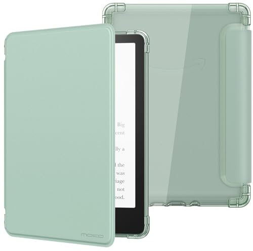 MoKo Coque pour 6,8 Kindle Paperwhite 11 Gén Modèle 2021, Étui de Protection Ultra Clair en TPU Souple et Transparent avec Auto Réveil/Sommeil, Agave Vert