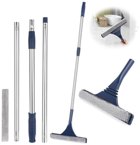 Palo Limpiacristales Telescopico Window Cleaner Pertiga Telescopica Limpieza Cristales 2 En 1 Limpia Cristales Extensible Ventanas Limpiador Cristales Extensible para Limpiar Cristal Ventana Y Espejo