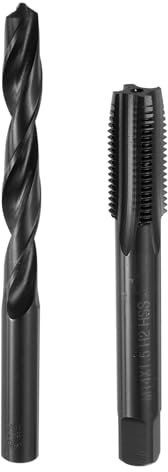 sourcing map Metric Tap & Drill Bit Set, 1pcs M14 x 1.5 Straight Flute Thread Taps and 1pcs 12.5mm Twist Drill Bits, Black Oxide HSS6542 Screw Tapping Threading Tools