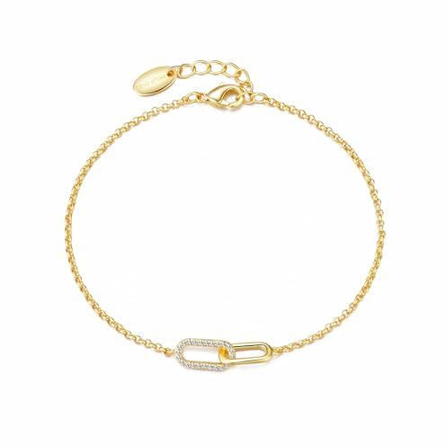 Philip Jones Pulsera de eslabones chapada en oro de 18 quilates creada con cristales de Zircondia®