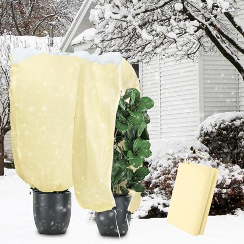 Tibimon Winterschutz für Pflanzen, 3er Set 80 x 120 cm Winterschutz für Pflanzen Frostschutz, Frostschutz Kübelpflanzensack aus Vliesstoff Reißfest Pflanzenschutz Winter für Olivenbaum Palmen