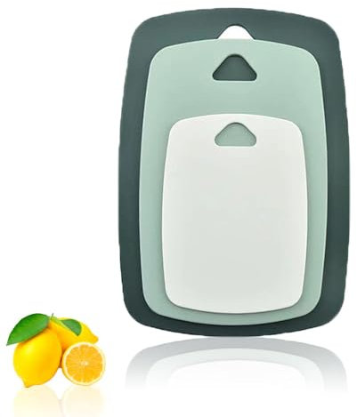 3 Pcs Chopping Board - Kitchen Cutting Boards, Cutting Tray, Different Sizes, Dishwasher Safe, Multicolour,Non-Slip BPA Free Plastic Chopping Board for Vegetables and Fruits, Meat(Green,S+M+L)