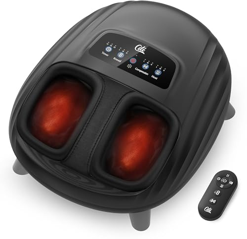 CILI Foot Massager with Heat, Shiatsu Foot Massage Machine for Plantar Fasciitis Neuropathy, 3 Sole & Instep Heating Levels, 3 Intensity Adjustable, Up to Size 14, Gifts for Him Her