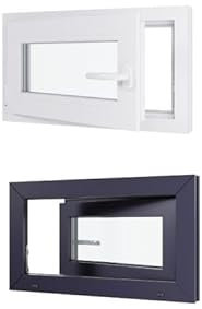 Ventana de PVC bicolor – Triple acristalamiento – Tirante izquierdo – Blanco y antracita. – LxH: