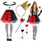 6 STK Herzkönigin Kostüm Damen Mädchen, Herzkönigin Krone Haarreif Ohrringe Kartenspiel Rotes Herz Halskette Wand Tütü Strümpfe, Herzdame Kostüm Queen of Hearts Costume für Halloween Karneval Cosplay