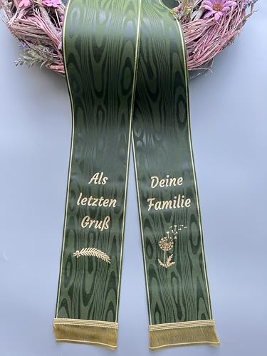 (9 Farbe Auswahl) Trauerschleife, Grabsgesteckschleife, Grabstrausschleife, Kranzschleife (Dunkelgrün, 100mm)