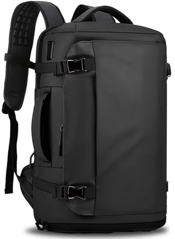 Clufar Handbagageryggsäck 40L reseryggsäck med USB-laddningsport Svart TSA-vänlig vattentät bärbar datorryggsäck Herr 17+ tums hyttryggsäck med skofack för resa Weekendresa,svart