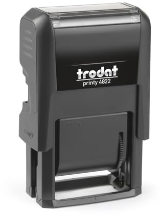 Trodat Timbro Printy 4822 4.0 Autoinchiostrante Polinome Multi-Parole con 12 Testi Commerciali e Amministrativi in Italiano Colore Nero Cartuccia Nera Inclusa, Inchiostro Indelebile